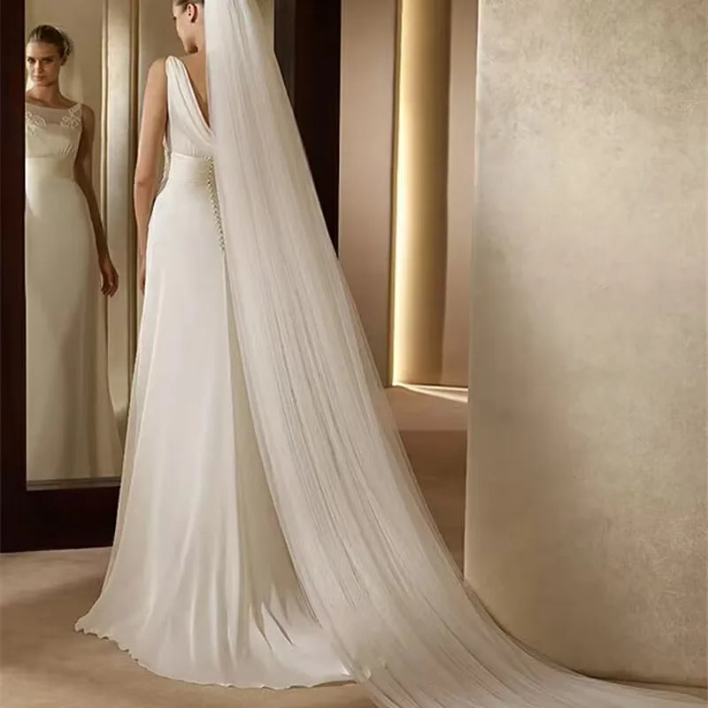 voile mariage blanc tulle léger élégant fixation accessoire tête peigne inclusées