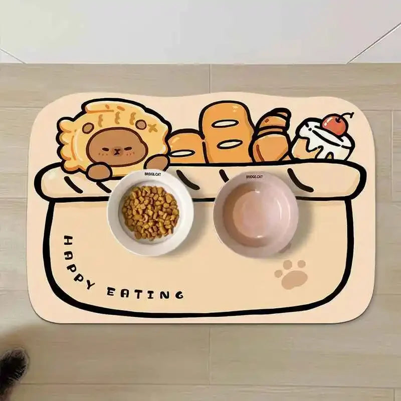tapis repas antidérapant chien chat lavable imperméable motif nourriture animaux compagnie