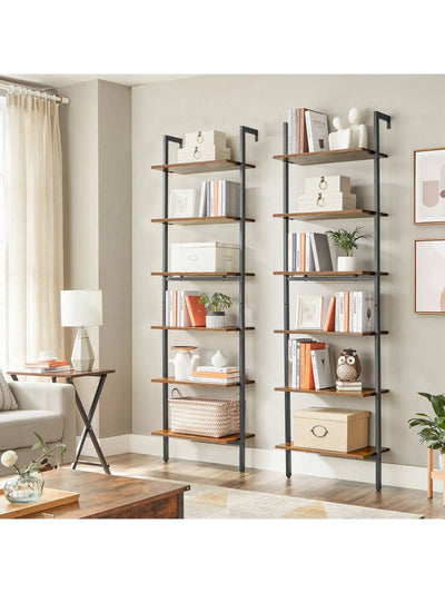Étagère échelle 6 niveaux marron olive dans un salon moderne
