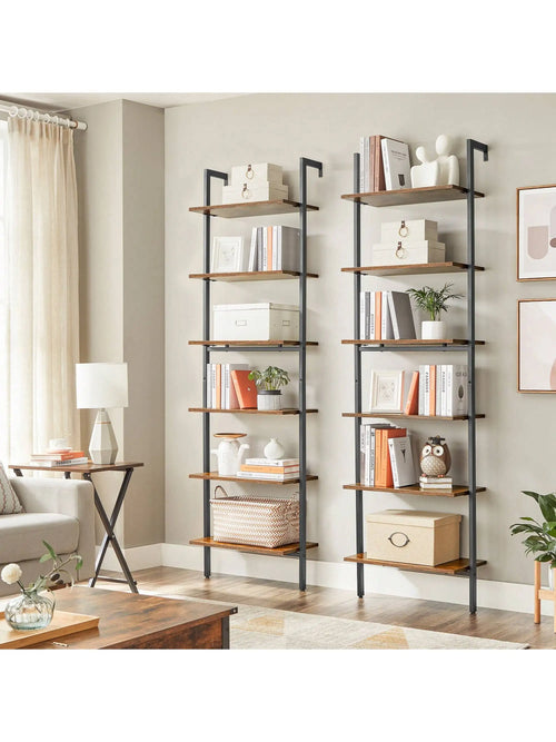 Étagère échelle 6 niveaux marron olive dans un salon moderne