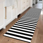 tapis moderne noir blanc rayures salon chambre salle bain lavable polyester aubusson