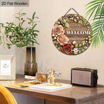 décoration murale bois fleurs bienvenue rustique pastoral jardin maison couronne verte