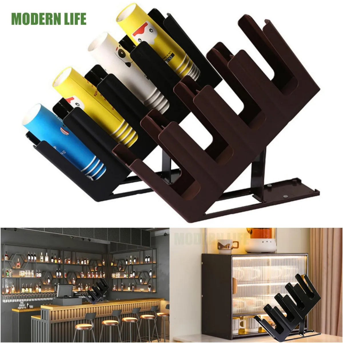 porte couteaux moderne noir sans suspension autonome plat lisse opaques