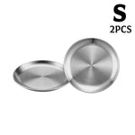 assiettes acier inoxydable or argent rondes modernes différentes tailles buffet dessert pizza