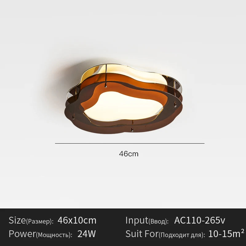 plafonnier led moderne ondulé transparent argenté fixations vis monté surface