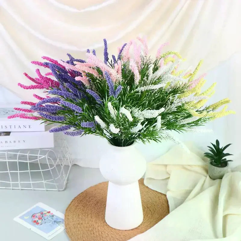 bouquet artificiel violet rose jaune blanc moderne décoration intérieur maison événement festive