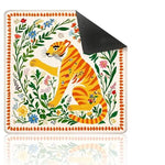 tapis jeu mahjong carré motif tigre orange floral caoutchouc antidérapant jeux société
