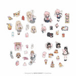 stickers kawaii dessins animés personnages desserts rose blanc gris noir opaques téléphone bagages moto