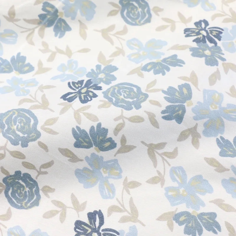 tissu coton imprimé floral bleu gris rose literie maison bricolage popeline sergé 235cm opaque