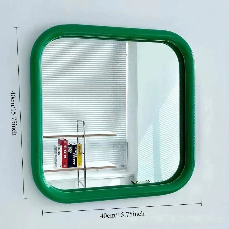 miroir mural moderne argenté vert rouge simple fixé mur contemporain