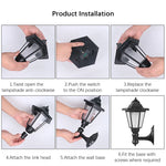 lampe murale solaire led noir verre transparent classique ip65 résistant l'eau éclairage extérieurextérieur