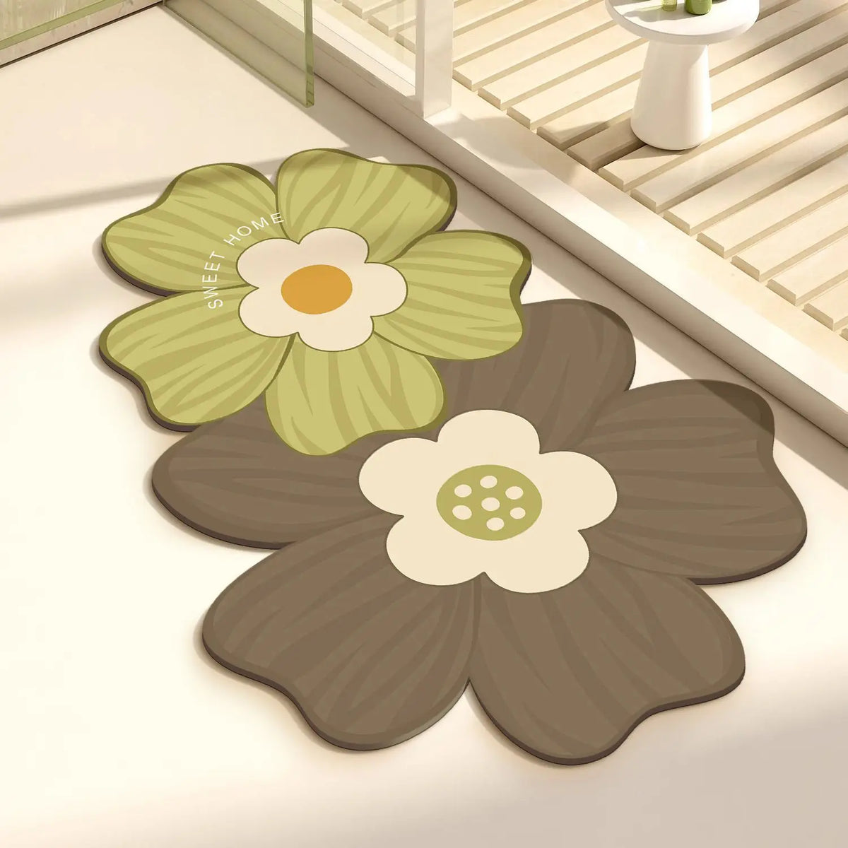 tapis moderne fleurs stylisées antidérapant facile entretien imperméable anti bactéries