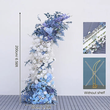 Arche décorative mariage fleurs artificielles bleu blanc vert feuillage classique festifextérieur