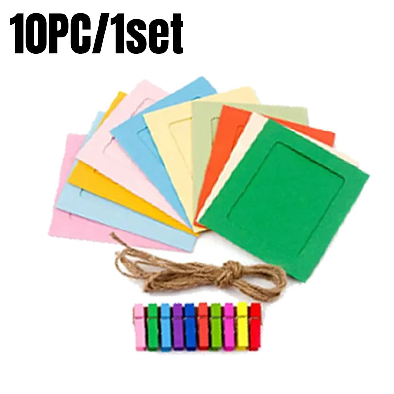 cadres photo bohèmes papier colorés pinces corde jute scrapbooking décoration maison festive