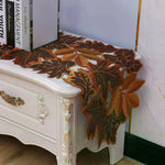 nappe automnale feuilles erables brode marron orange rustique citrouilles bougies decoration