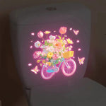 autocollants muraux fleurs lotus dahlias multicolores moderne adhésifs salle bains nocturne brillants uv
