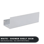 étagère murale blanche aluminium laquée moderne vis fixations 30 40 50 cm