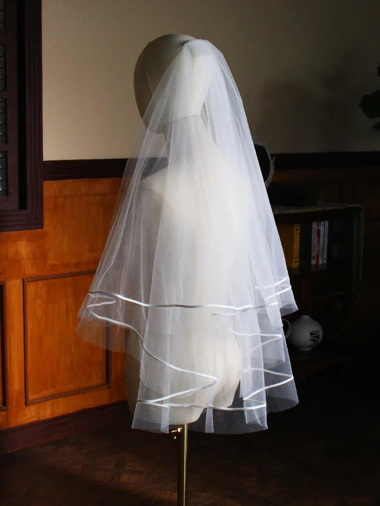 voile mariée blanc classique tulle translucide bordure fine mariage erotique erotique erotique erotique (Seulement
