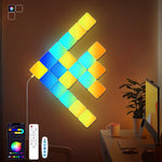 lampe led modulable multicolore pixel art télécommande adhésif contemporain minimaliste fixations inclusées