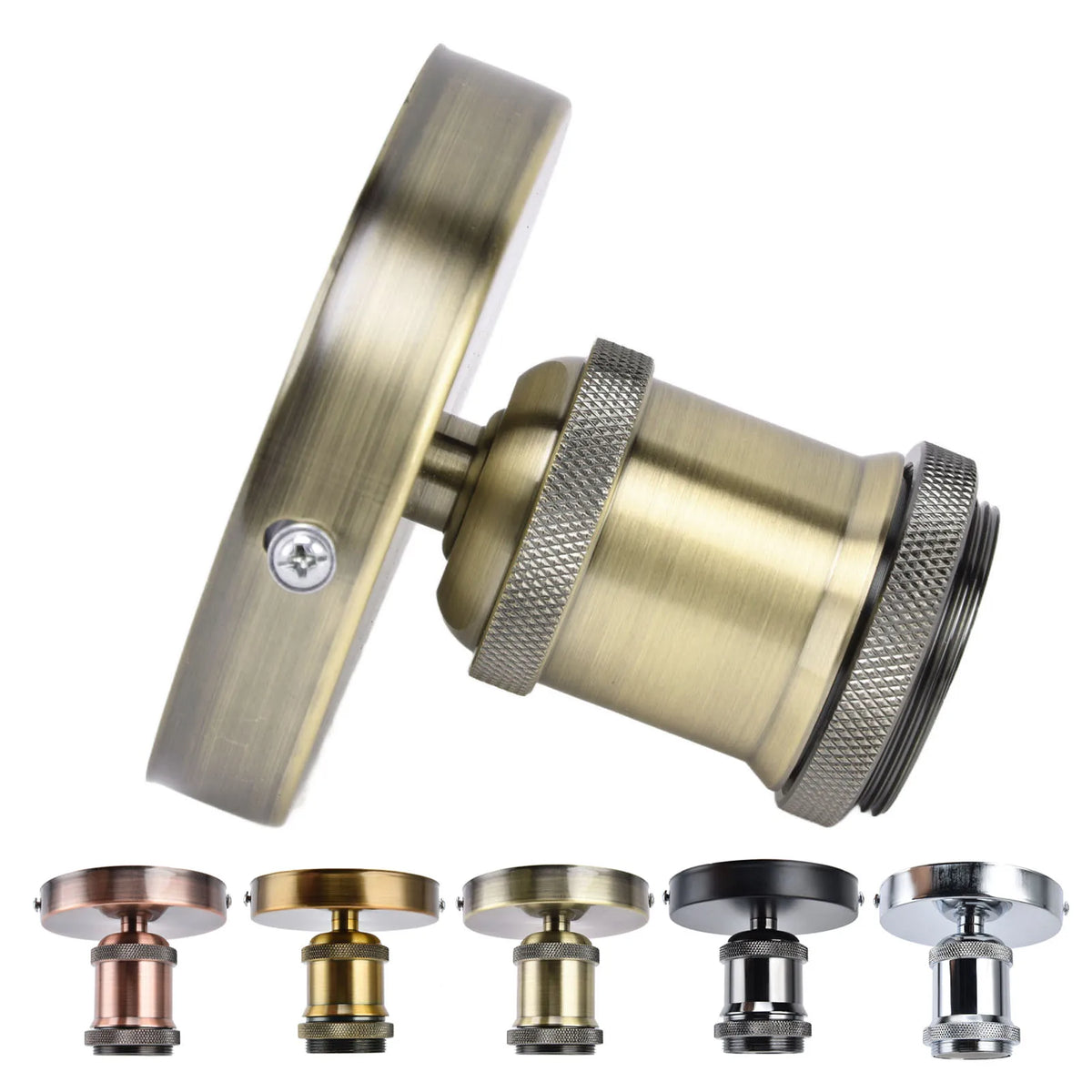 support ampoule bronze doré moderne vis fixation industrielle aluminium brossé chambre salon cuisine
