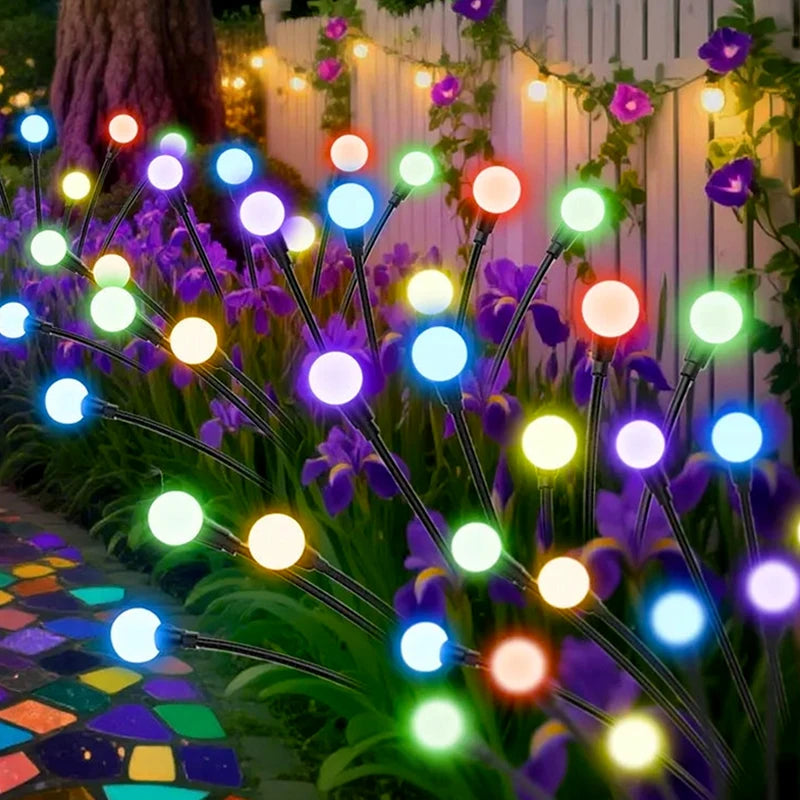 guirlande lumineuse solaire multicolore moderne extérieure boules rondes opaques tige métallique