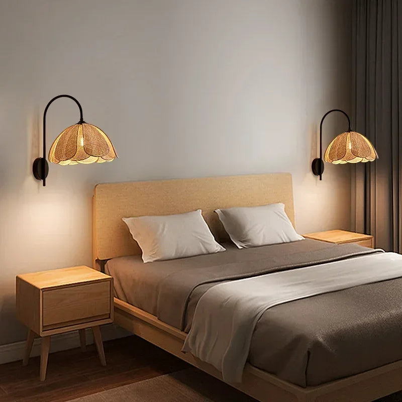 lampe murale abatjour floral motif pétales semi transparente éclairage bohème moderne
