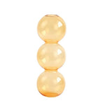 vase moderne transparent sphères empilées jaune clair rose bleu vert brun