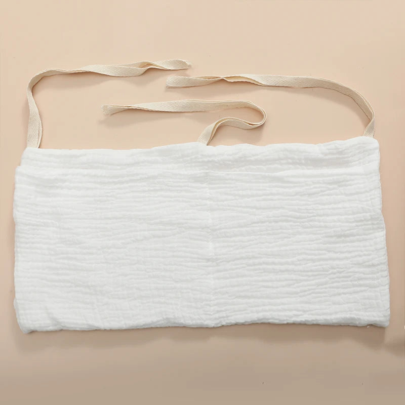 sac rangement lit bébé coton coeurs dorés gris simple double poche fixation ruban