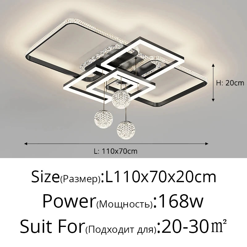 plafonnier moderne luminaire suspendu blanc noir doré cristaux géométrique contemporain