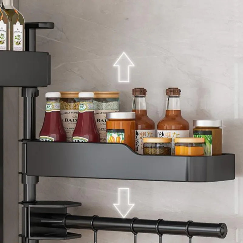 étagère murale modulable gris contemporaine imperméable multiple compartiments cuisine adhésive organisatrice ustensiles aliments bouteilles