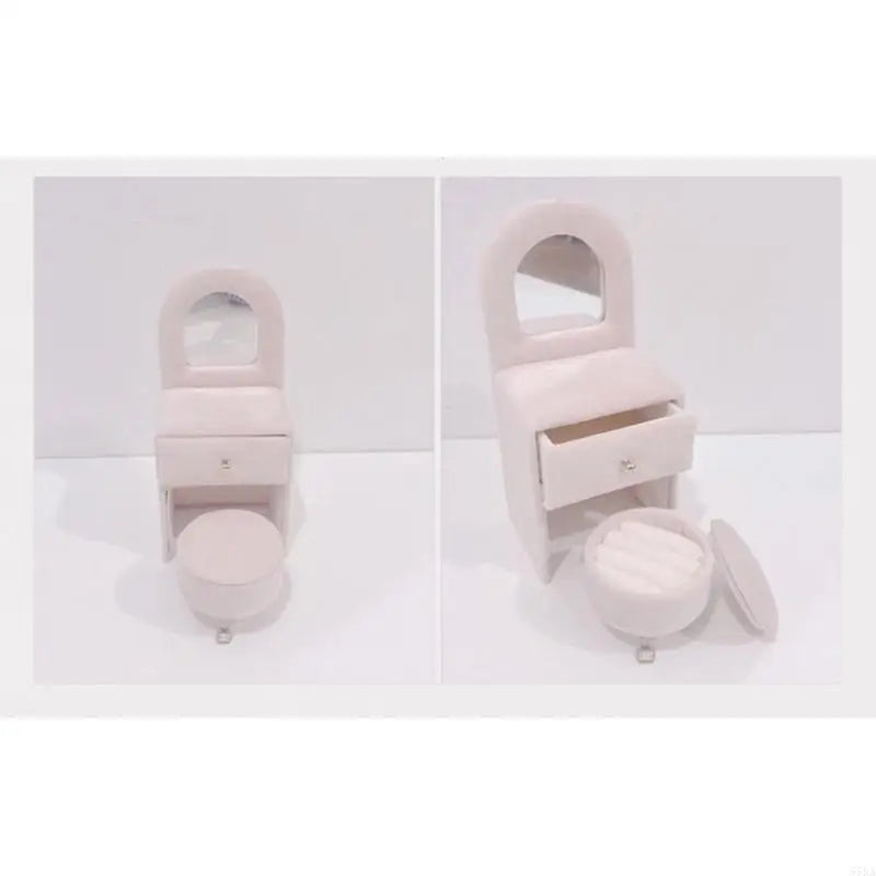 coffret bijoux velours rose miroir intégré tabouret amovible armoire tiroirs modernes élégants rangement