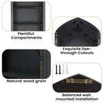 étagère murale gothique noire or pierres minéraux coquillages huiles essentielles decorative trois niveaux fixations