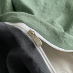 ensemble literie vert olive gris moderne housse couette fermeture éclair deux taies d'oreiller drap