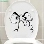 sticker mural noir visage triste dessin animé salle bain amovible décoration humoristique