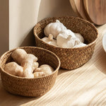 paniers rangement tressés bambou rustique rangement fruits légumes blancs marrons