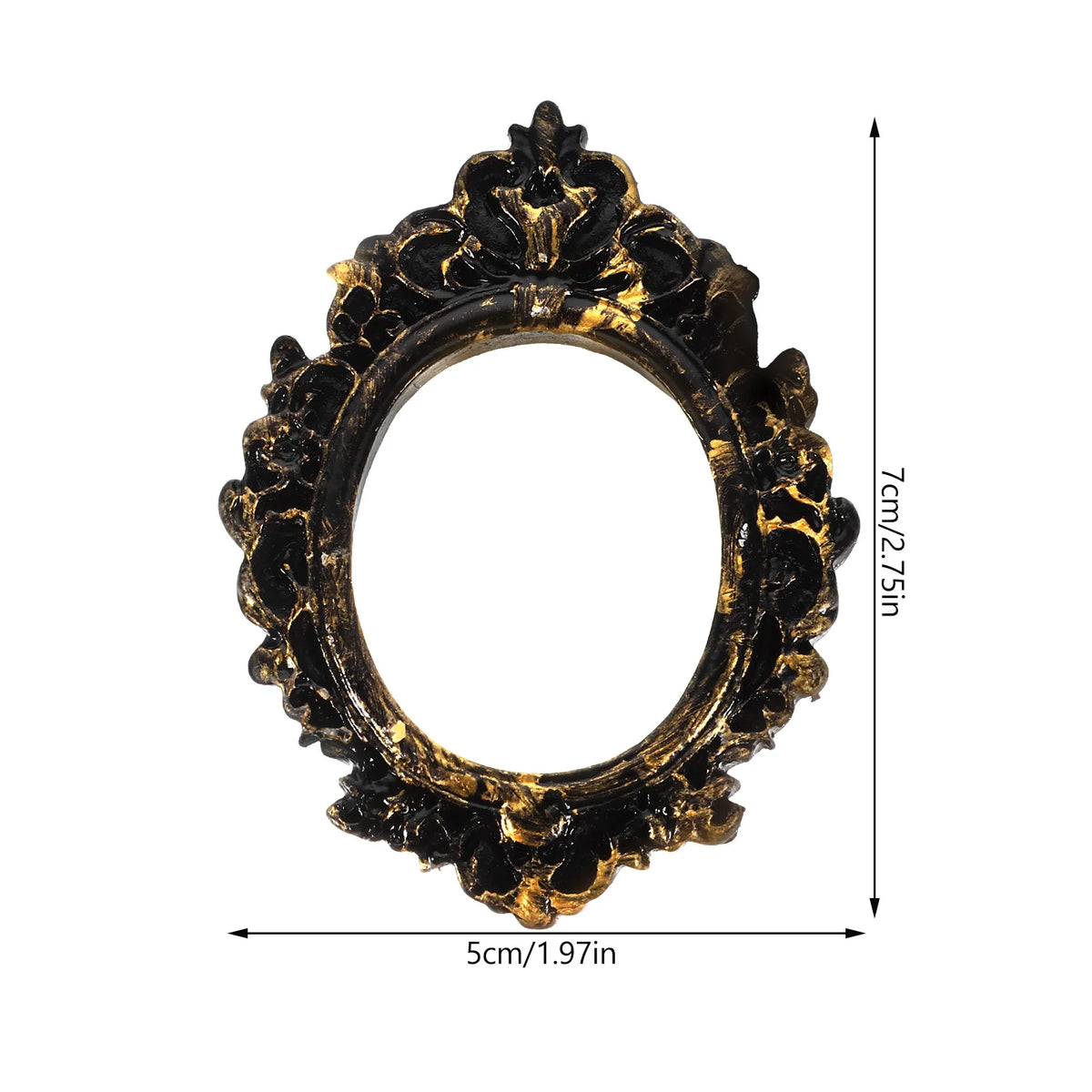 miroirs ovales décoratifs vintage baroques florals sculptés noir orsetDisplay vintagephotoaffichageintérieurtabledécorationminiature