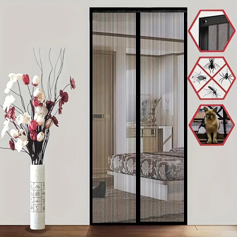 rideau moustiquaire porte noir maille fine opacité moderne adhésif 90cm 210cm été