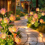lampes solaires extérieures fleurs led rose verte modernes feuilles