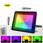 projecteur led rgb étanche ip66 support mural télécommande moderne décoration extérieure 10w 30w 50w
