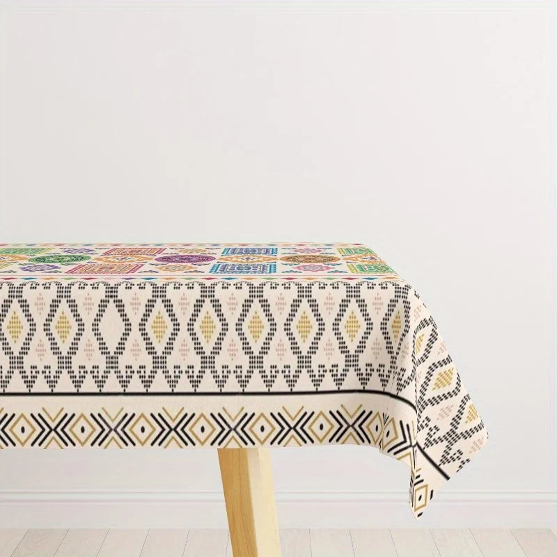 nappe table géométrique moderne multicolore bordure décorative décoration fête maison