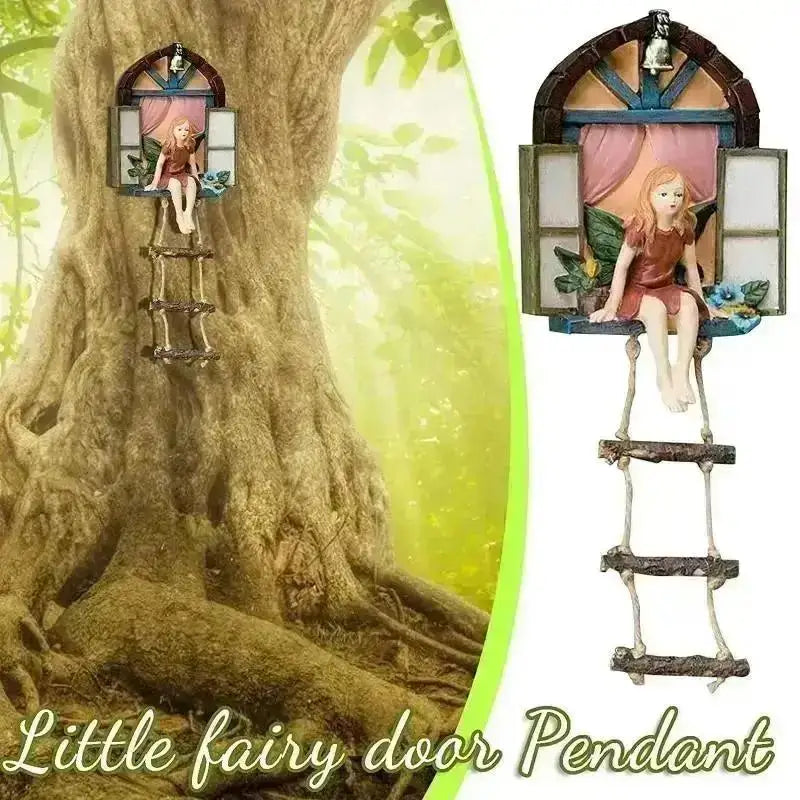 porte miniature poupée résine rose beige vert bleu artisanal détails sculptés fenêtre escalier