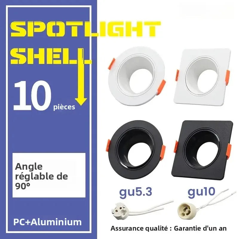 spots led plafonnier blanc carré moderne montage arrière douille gu10 gu5.3 céramique fixe 90