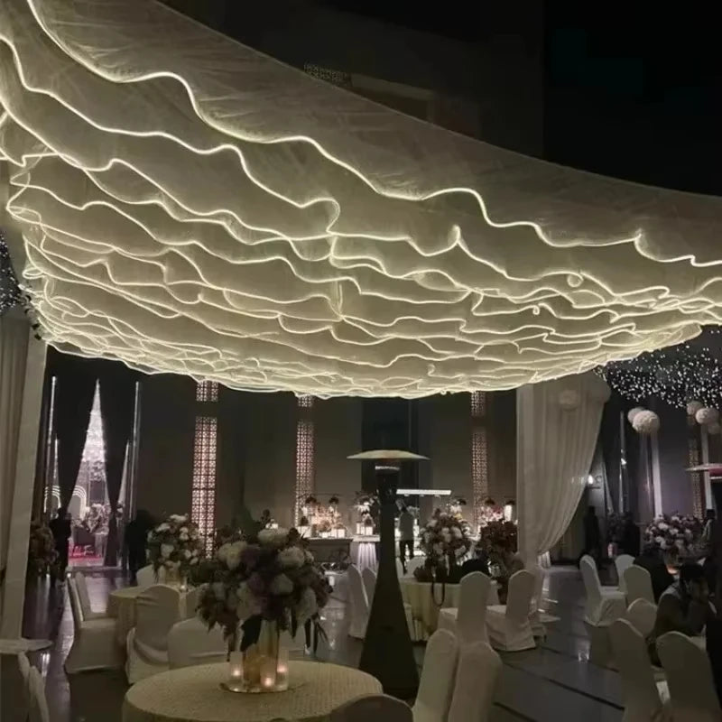 rideau lumineux blanc plissé moderne décoration mariage anniversaire fête 20m