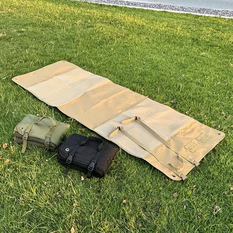 tapis pliable militaire oxford 600d tissu uni résistant sangles kaki vert olive