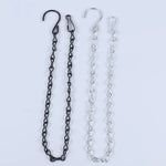 chaînes métalliques noires argent classiques boucles anneau 50cm 90cm 24cm