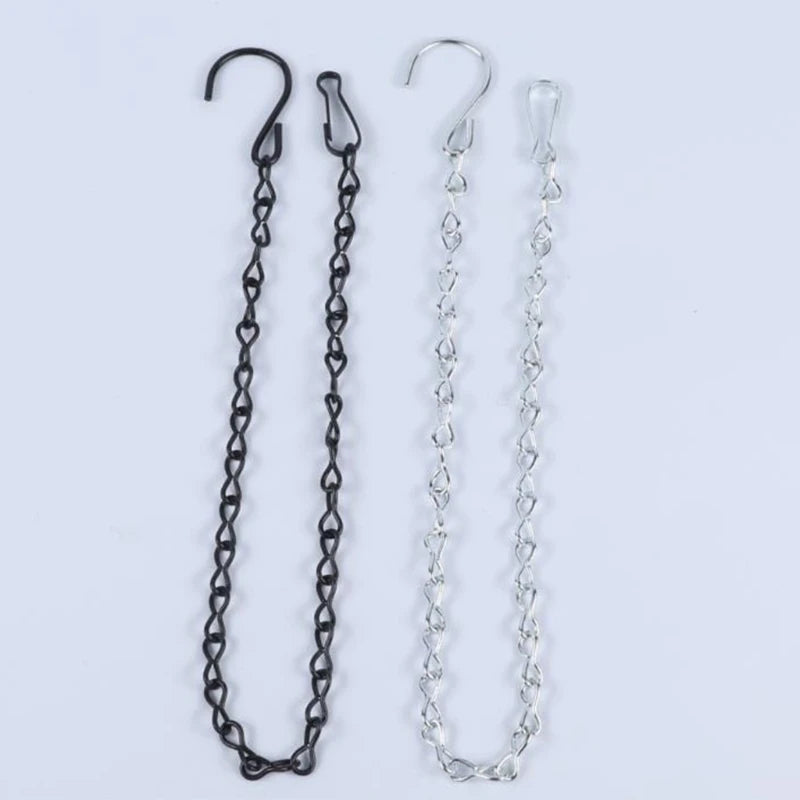 chaînes métalliques noires argent classiques boucles anneau 50cm 90cm 24cm