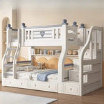 lit superposé enfant blanc gris tapis jouets draps rangement classique multifonction simple moderne chambre