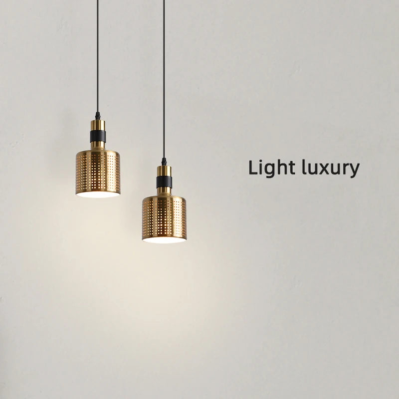 lampe suspendue moderne dorée perforée salon chambre 2000 lumens ajustable 90 260V