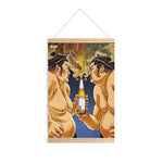 affiche toile japonaise lutte sumo bière décoration restaurant sushi ramen mur traditionnel