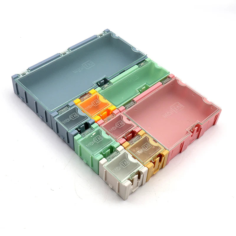 organisateur modulaire boîtes compartimentées transparentes couleurs multiples rangement électronique composants smd smt
